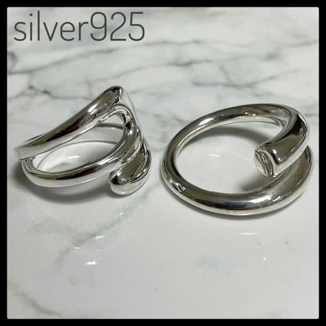 【2セット】silver925 シルバー デザイン リング シンプル レディース レディースのアクセサリー(リング(指輪))の商品写真
