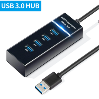 USB3.0 USBハブ 4ポート Hub ブラック 高速充電(PC周辺機器)