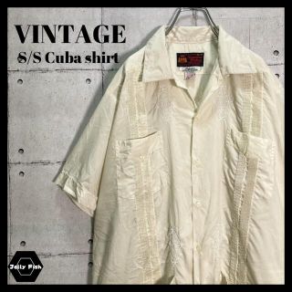 アートヴィンテージ(ART VINTAGE)の【人気】90's キューバシャツ 古着 ラインシャツ 太刺繍ライン ビンテージ(シャツ)