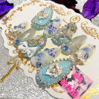 ￥1700＊アクアベア＊ネイルチップ 担当カラー 水色 ブルー 量産系 付け爪 コスメ/美容のネイル(つけ爪/ネイルチップ)の商品写真