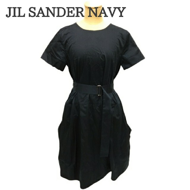 JILSANDER ジルサンダーネイビー 膝丈ワンピース イタリア製 オン