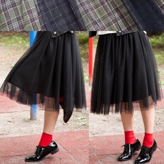 OLIVEdesOLIVE(オリーブデオリーブ)のチュールレイヤードスカート レディースのスカート(ひざ丈スカート)の商品写真