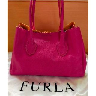 FURLA　本革　バッグ　ピンク　黄色　レザー　レディース　フルラ