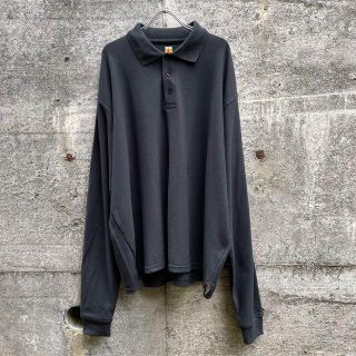 チャンピオン(Champion)のA+ リメイク 3XL オーバーサイズ ポロシャツ 黒 ブラック(ポロシャツ)