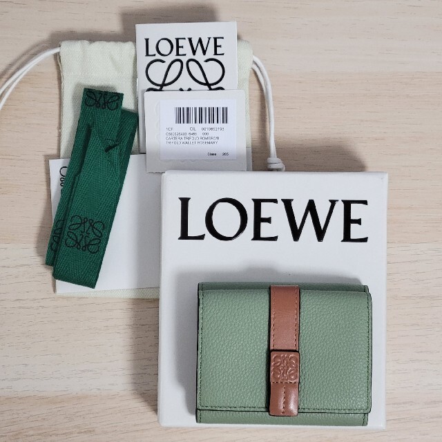 LOEWE - LOEWE トライフォールド ウォレット ミニ財布 Rosemary/Tan