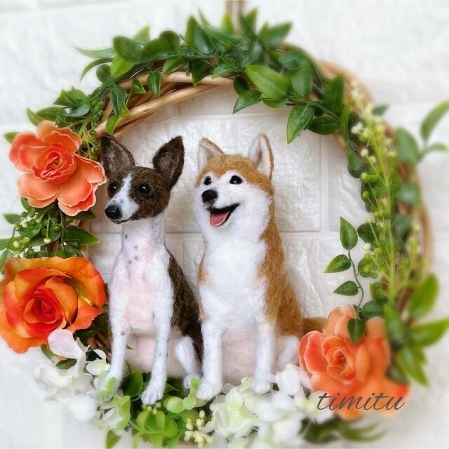 羊毛フェルト 愛犬 オーダー リース 柴犬 ウィペット