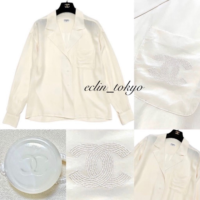 CHANEL - CHANEL vintage 胸ポケット ココマーク刺繍 シャツ E2335