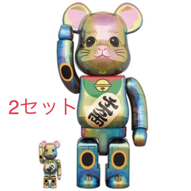 BE@RBRICK 招き猫ベアブリック黒透明メッキ　100%&400% 2セット