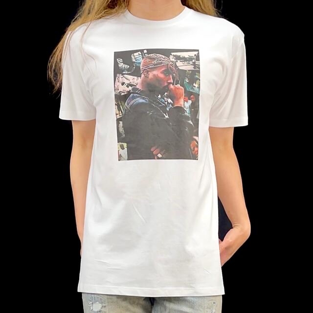 新品 2pac ギャングスタ ヒップポップ ラッパー フォトコラージュ Tシャツ