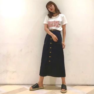 マウジー(moussy)のMOUSSY BUTTON UP LONG SKIRT マウジー デニムスカート(ロングスカート)