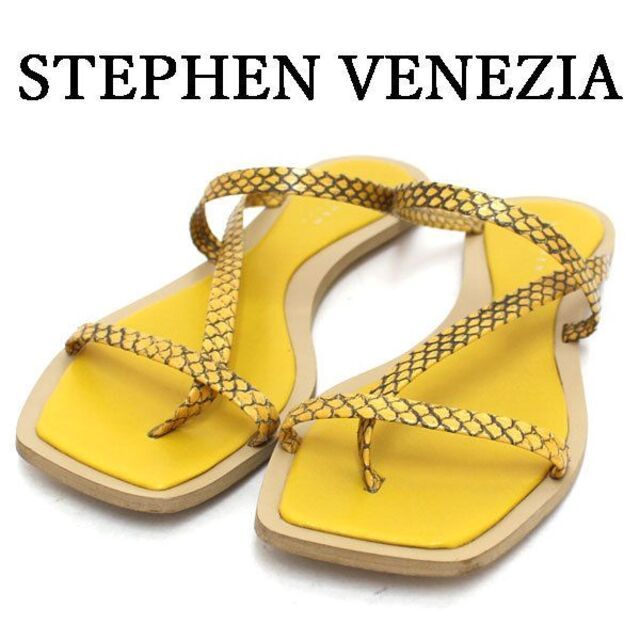 STEPHEN VENEZIA パイソンプリントレザーベアフラットサンダル