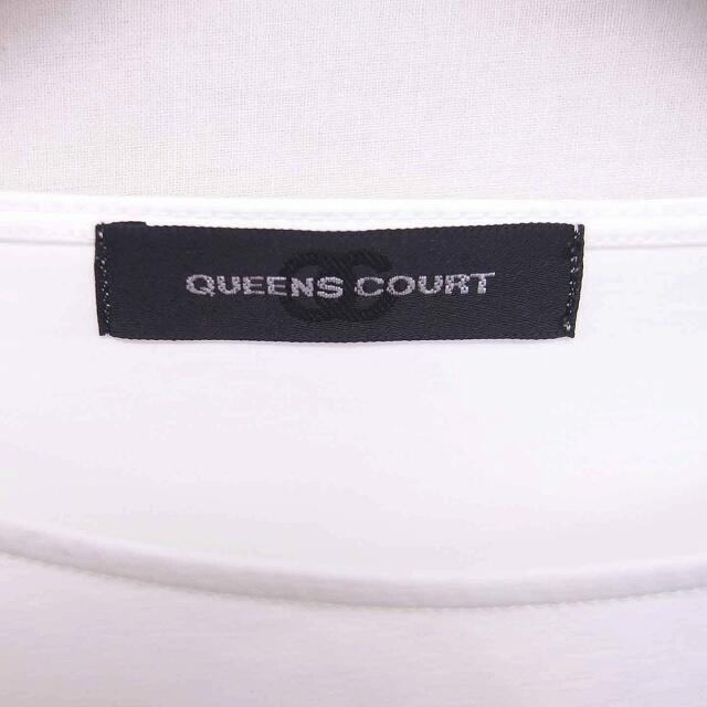 QUEENS COURT(クイーンズコート)のクイーンズコート カットソー Tシャツ リボン 薄手 七分袖 2 ホワイト レディースのトップス(その他)の商品写真