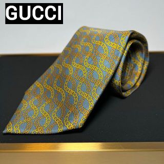 グッチ(Gucci)のグッチ GUCCI ネクタイ シルク イエロー 総柄 クール ハイブランド 黄(ネクタイ)