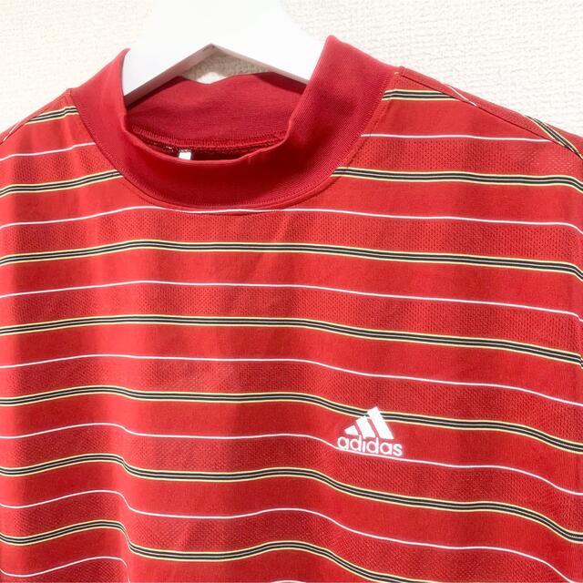 adidas(アディダス)の★新品★adidas ゴルフウェア メンズ Tシャツ 半袖 モックネック 赤  スポーツ/アウトドアのゴルフ(ウエア)の商品写真