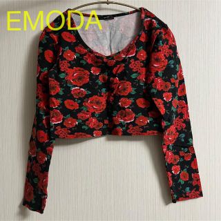 エモダ(EMODA)のEMODA クロップド丈トップス ロンT 薔薇(Tシャツ(長袖/七分))