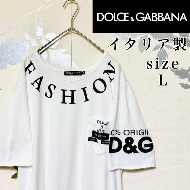 【美品】ドルチェ&ガッバーナ ロゴ　イタリア製　半袖Tシャツ 白 48 L