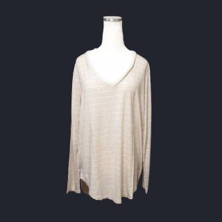 アバクロンビーアンドフィッチ(Abercrombie&Fitch)の★新品★アバクロンビー&フィッチ★ボーダーVネック長袖Tシャツ(Beige/M)(Tシャツ(長袖/七分))