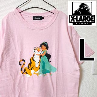 エクストララージ(XLARGE)のエクストララージ アラジン 半袖Tシャツ ディズニー ジャスミン ピンク 男性L(Tシャツ/カットソー(半袖/袖なし))