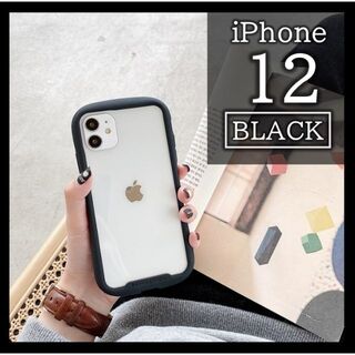 iPhone12 黒 ケース クリア 透明 iFace風 韓国 カバー 保護