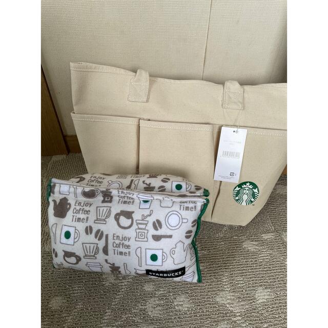 Starbucks Coffee(スターバックスコーヒー)のスタバ2021年福袋トートバッグとトライアングルクッション レディースのバッグ(トートバッグ)の商品写真