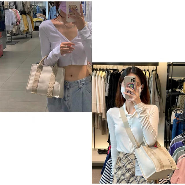 ZARA(ザラ)の完売商品❗ZARA ロゴストラップ キャンバスミニトートバック　エクリュ レディースのバッグ(トートバッグ)の商品写真