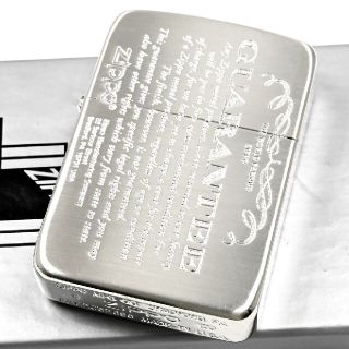 ジッポー(ZIPPO)の1941復刻 ZIPPO ギャランティ柄デザイン 銀サテン ジッポ ライター(タバコグッズ)