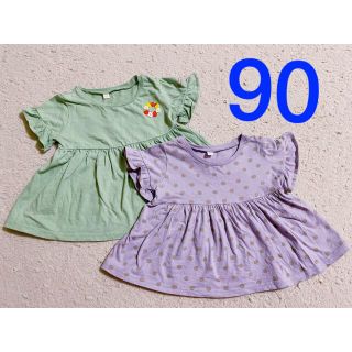 ニシマツヤ(西松屋)の女の子　フリルギャザーチュニック　2枚セット　90(Tシャツ/カットソー)