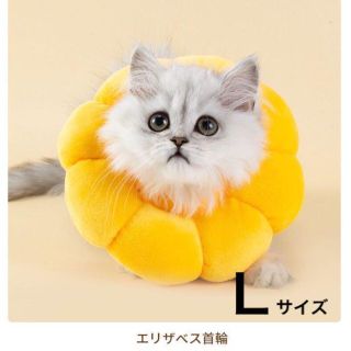 エリザベスカラー　傷舐め防止　猫用　去勢手術　軽量　ペット用品　L　ひまわり(猫)