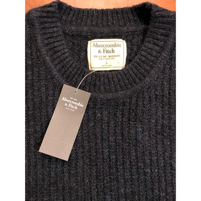 Abercrombie&Fitch(アバクロンビーアンドフィッチ)の【新品】アバクロ メンズ ニットセーター ネイビー Lサイズ 長袖 メンズのトップス(ニット/セーター)の商品写真