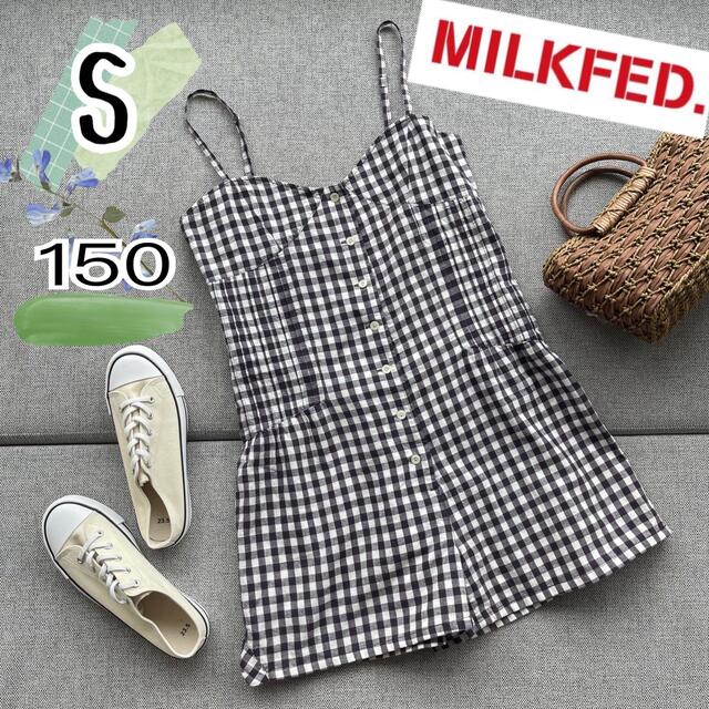 MILKFED.(ミルクフェド)のミルクフェド　MILKFED. ギンガムチェック　オーバーオール　キュロット　S レディースのパンツ(サロペット/オーバーオール)の商品写真