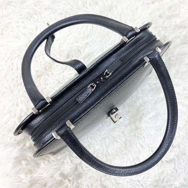 希少/未使用に近い♥グッチ ハンドバッグ ジャッキー シルバー金具 レザー 黒