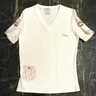 Christian Dior - Dior ディオール Tシャツ カットソー トロッター柄 ビジュー ロゴ