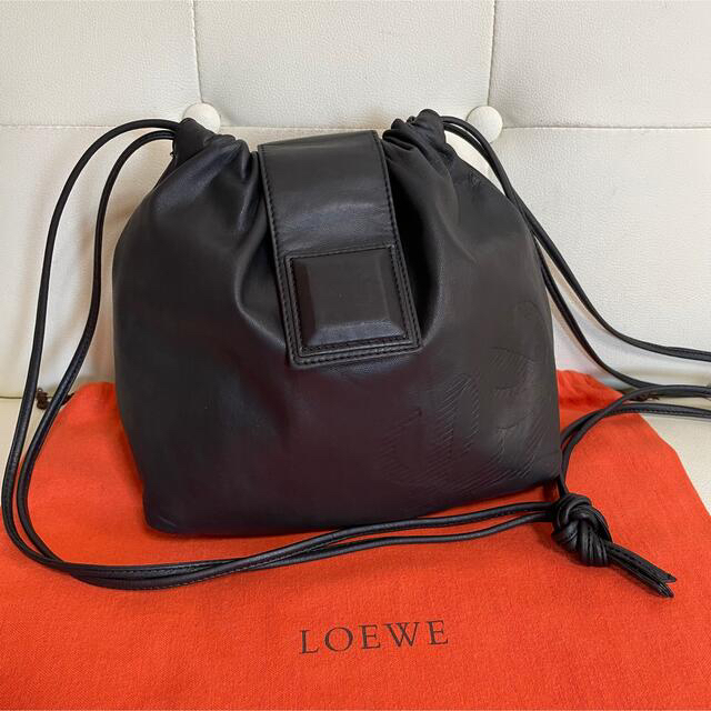 極　美品　LOEWE オールド　ロエベ　ナッパレザー  巾着　ショルダー　バッグ