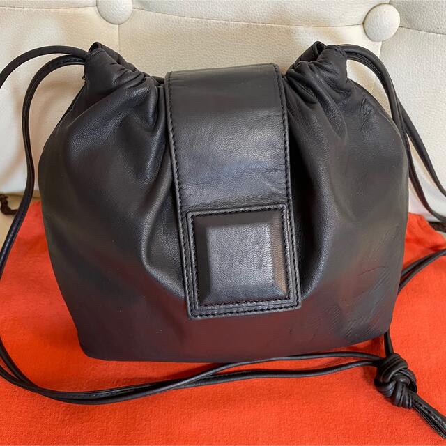 極 美品 LOEWE オールド ロエベ ナッパレザー 巾着 ショルダー バッグ