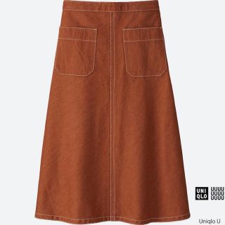 ユニクロ(UNIQLO)のUNIQLOＵ デニムフレアスカート 70cmサイズ 未使用(ひざ丈スカート)