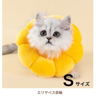 エリザベスカラー　傷舐め防止　猫用　去勢手術　軽量　ペット用品　S　ひまわり(猫)