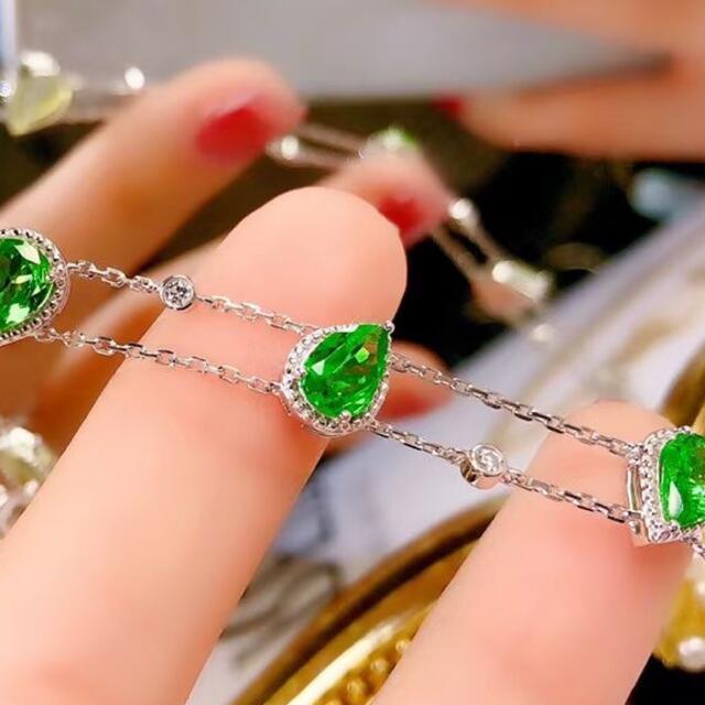 天然 ツァボライト  ダイヤ  ブレスレット4.28ct k18 ¥