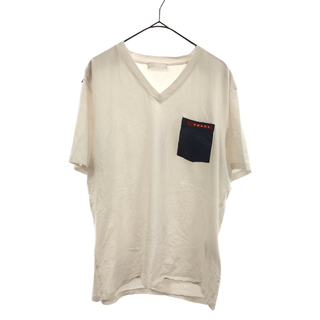 プラダ(PRADA)のPRADA プラダ サイドロゴVネック半袖Tシャツ ホワイト(シャツ)