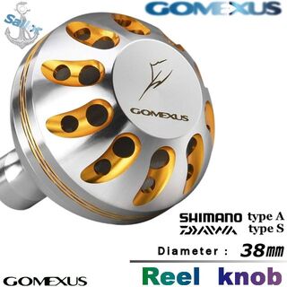 Gomexus【ゴメクサス】☆パワーハンドルノブ/38mm シルバーゴールド  (リール)