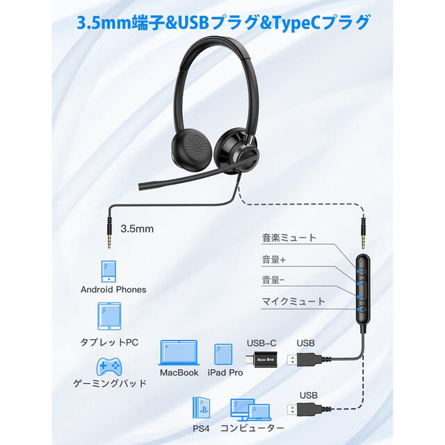 Riyo ヘッドセット 美品　PCマイク スマホ/家電/カメラのオーディオ機器(ヘッドフォン/イヤフォン)の商品写真