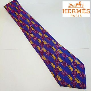 エルメス(Hermes)の未使用に近い　エルメス　ネクタイ　HERMES　総柄　シルク100%　総柄　紫(ネクタイ)