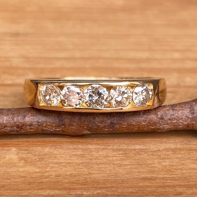 大特価 k18 一文字 0.50ctダイヤモンドリングアクセサリー - リング(指輪)