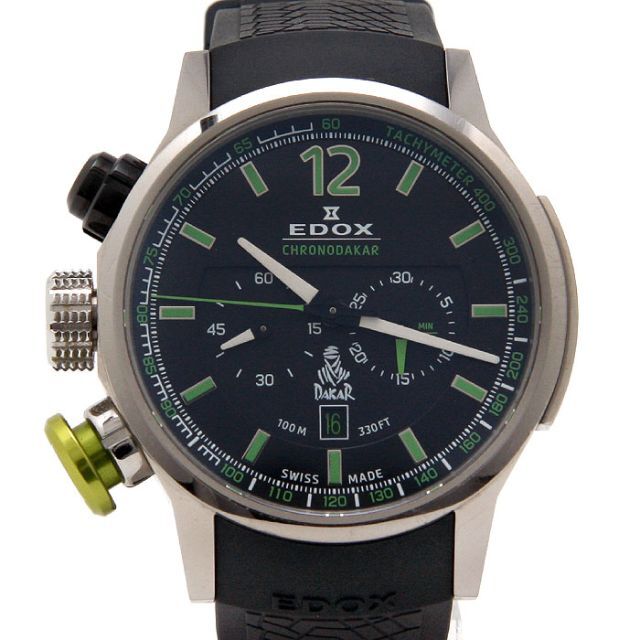 美品 エドックス 腕時計 クロノラリー ダカールⅢ 1000本限定 黒文字盤約14mmベルト幅