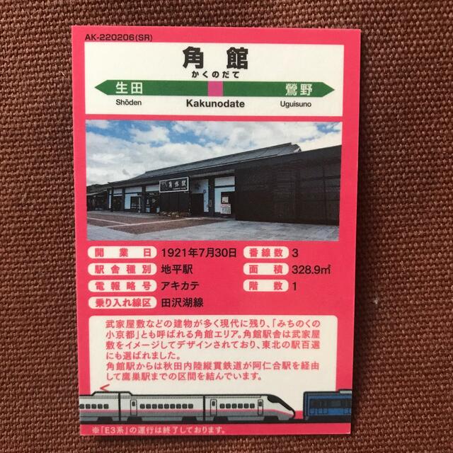 JR(ジェイアール)の秋田新幹線25周年記念グッズと角館駅カード エンタメ/ホビーのテーブルゲーム/ホビー(鉄道)の商品写真