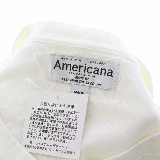 AMERICANA(アメリカーナ)のアメリカーナ  Tシャツ カットソー 半袖 Vネック ロゴ プリント 白 レディースのトップス(Tシャツ(半袖/袖なし))の商品写真