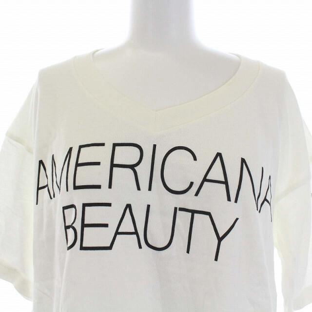 AMERICANA(アメリカーナ)のアメリカーナ  Tシャツ カットソー 半袖 Vネック ロゴ プリント 白 レディースのトップス(Tシャツ(半袖/袖なし))の商品写真