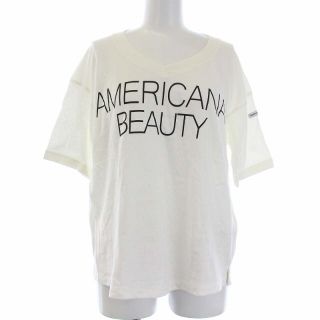 アメリカーナ(AMERICANA)のアメリカーナ  Tシャツ カットソー 半袖 Vネック ロゴ プリント 白(Tシャツ(半袖/袖なし))