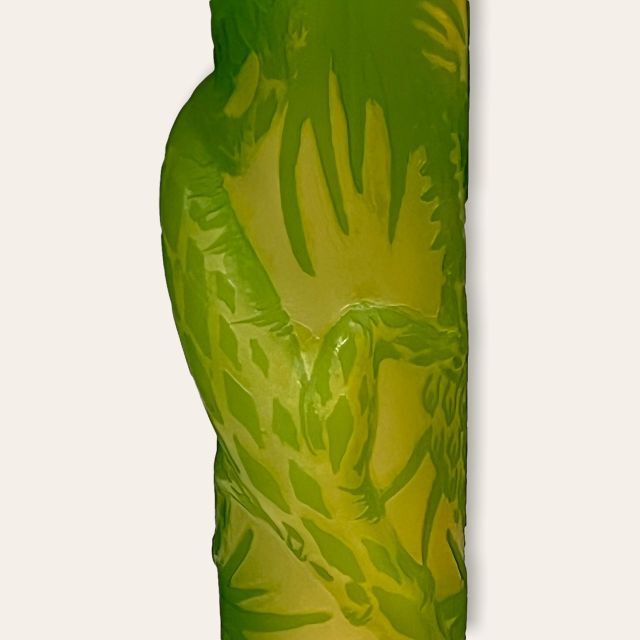 25074円 【即出荷】 エミール ガレ 一輪挿し 蜥蜴文 花瓶 技法スフレ 被せガラス 高さ28cm