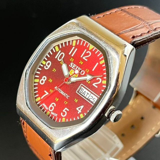 SEIKO(セイコー)の【OH済】セイコー/SEIKO/35mm/自動巻/メンズ腕時計/赤レッド メンズの時計(腕時計(アナログ))の商品写真
