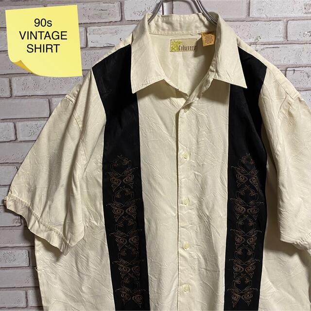 90s  ヴィンテージ キューバシャツ 開襟シャツ 刺繍 ビッグシルエット